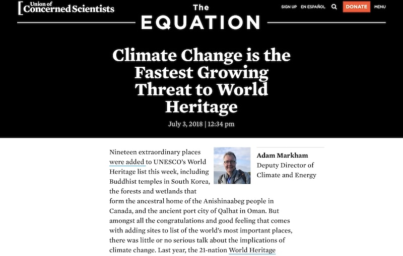 Climate change is the fastest growing threat to World Heritage