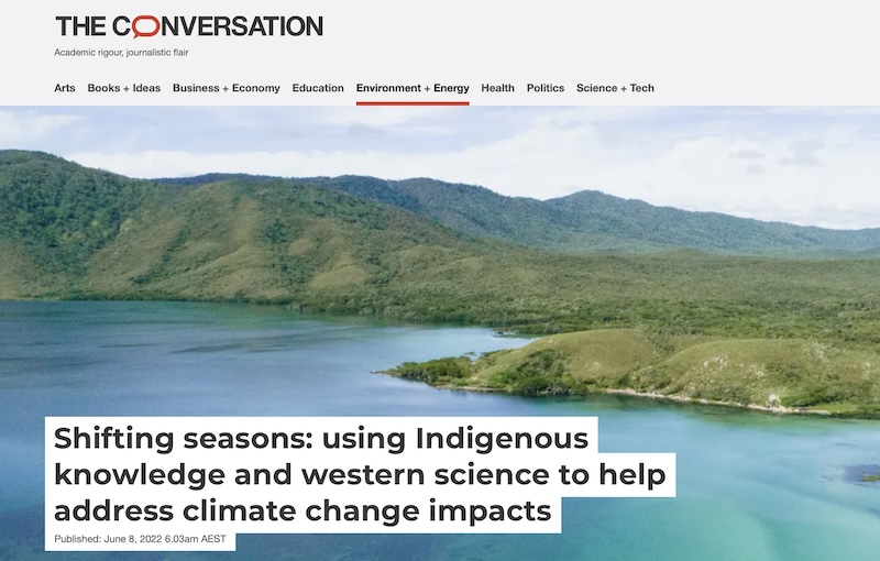Shifting seasons: using indigenous knowledge and western science to help address climate change impacts